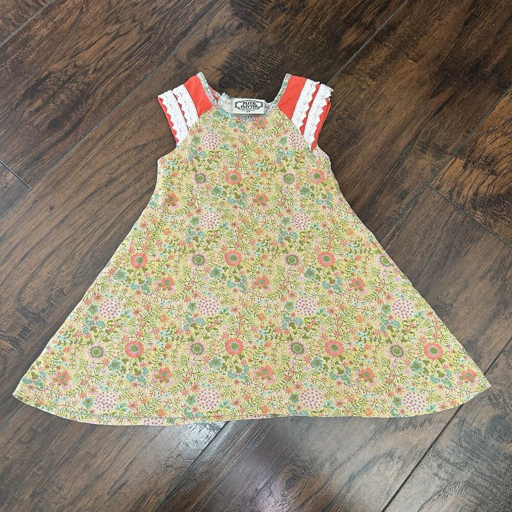 Flit & Flitter Dress Toddler 3T Floral Print Sleeveless Lace Cotton